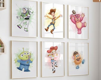 Toy Story Wall Art Set: Printable Watercolor Nursery Decor for Kids Room