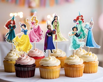 Disney Princess Cupcake Toppers: Printable Birthday Party Decor (Instant Digital Download)