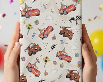 Disney Cars Wrapping Papers, Racing Birthday Gift Wrap for Kids