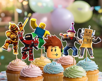Video Game Cupcake Toppers: Roblox Party Decor (Digital Download)