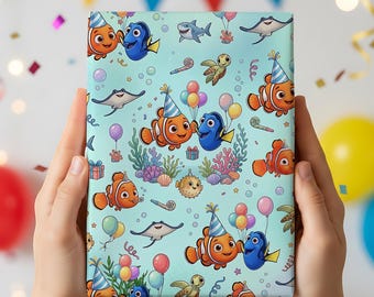 Finding Nemo Birthday Wrapping Paper, Undersea Party Gift Wrap