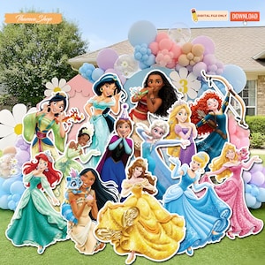 Ritaglio di compleanno della principessa: decorazioni per feste delle principesse Disney (file digitale)