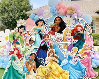 Recortes de cumpleaños de princesas: Decoración de fiesta de princesas Disney (archivo digital)