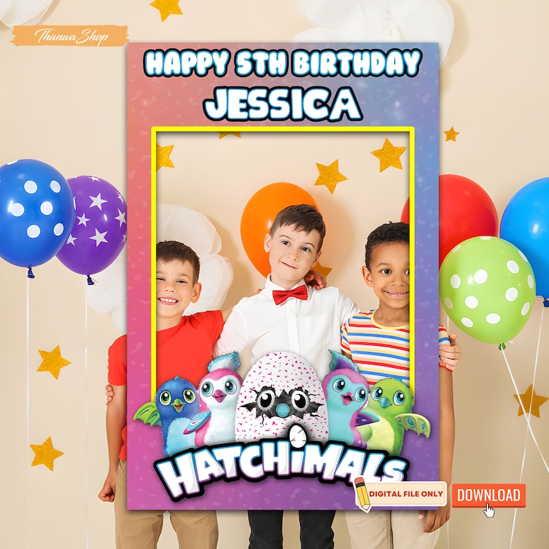 Printable Hatchimals Photo Booth Frame Happy Birthday Photo - Etsy