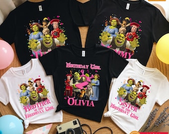 Personalized Pink Shrek Birthday Shirt: Matching Family Outfit