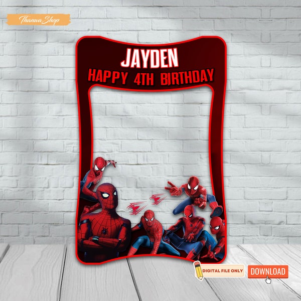 Spiderman Photo Booth Frame, Spiderman Party Theme Decor, Birthday Decoration, Happy Birthday Photo Prop Frame, Spiderman Photo Booth