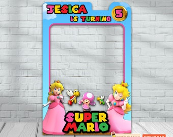 Princess Peach Mario Photo Booth Frame, Super Mario Bros Birthday Photo Prop Frame, Super Mario Bros Birthday, Princess Peach Birthday Party