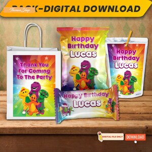 Printable Personalized Barney Party Supplies Bundle,custom Party Bundle ...