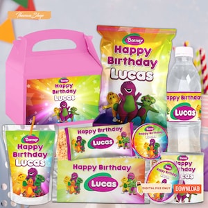 Printable Barney Birthday Bundle Party, Custom Name Barney Package ...