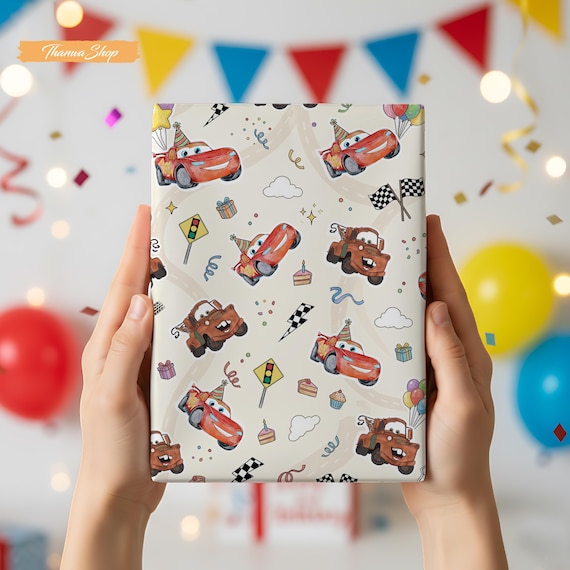 Disney Cars Wrapping Papers, Racing Birthday Gift Wrap for Kids