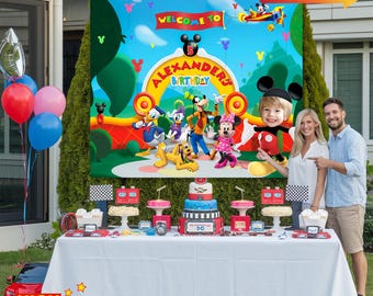 Personalized Mickey Mouse Clubhouse Birthday Tapestry Backdrop