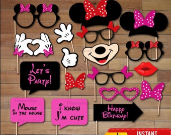 Minnie Maus Requisiten, Micky Maus Geburtstag Dekor, Photobooth Requisiten Minnie Maus Dekor, Geburtstag Dekoration digitaler Download