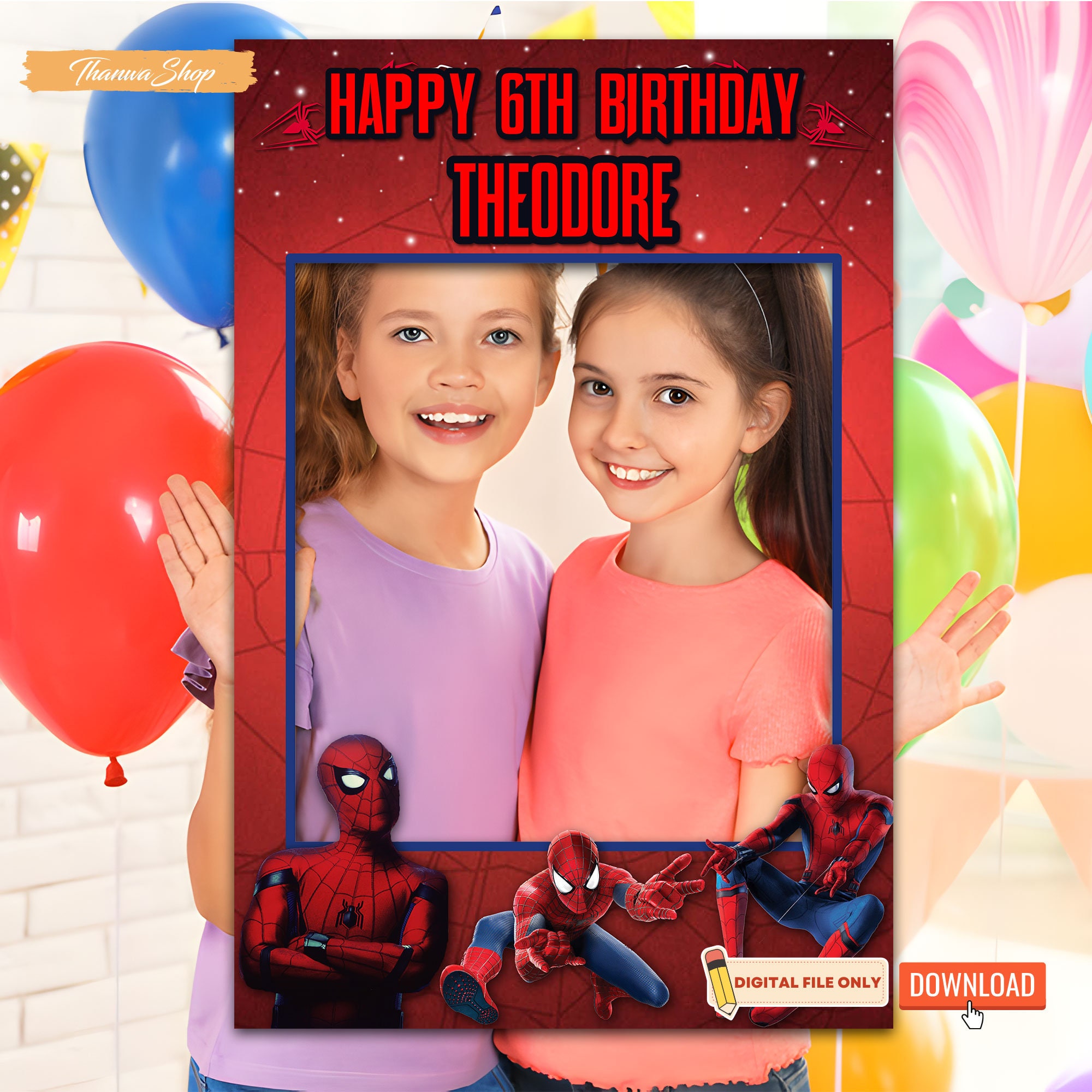 Spiderman Photo Prop Frame, Superhero Photo Booth Frame, Birthday Party  Decor, Personalized Selfie Frame, Spiderman Birthday Party 