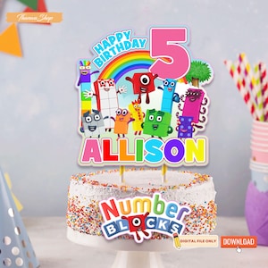 Printable Numberblocks Cake Topper Birthday for Girl, Custom Party Number Blocks Cupcake Toppers Gift for Kids Boy Digital File