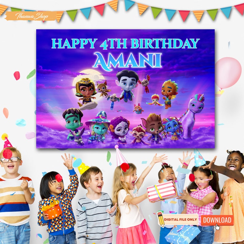 Monster Birthday Banner Custom Photo Birthday Backdrop - Etsy