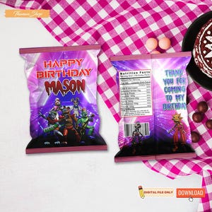 Five Nights at Freddy Birthday Party Chip Bags Printable, Freddy Party Supplies for Kids Digital Download File