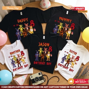 Koszulka urodzinowa Five Nights at Freddys, koszulka urodzinowa dla chłopców, koszulka urodzinowa Five Nights at Freddys