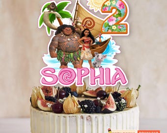 Moana Cake Topper: Personalized Birthday Party Decoration (Digital Download)