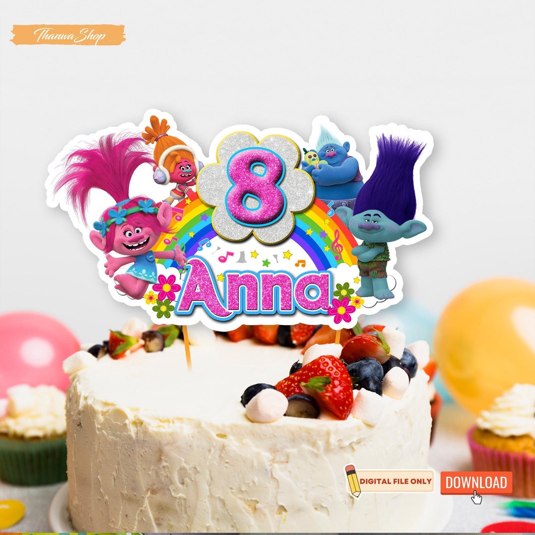 Trolls Cake Topper Printable, Trolls and Friend Birthday Party Decor ...