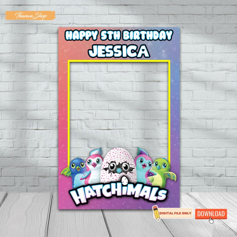 Printable Hatchimals Photo Booth Frame Happy Birthday Photo - Etsy