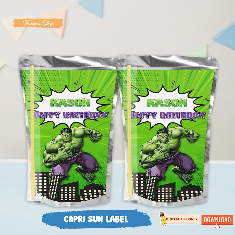 Hulk Labels Personalized Hulk Birthday Party Supplies Bundle (digital File Only) - Etsy