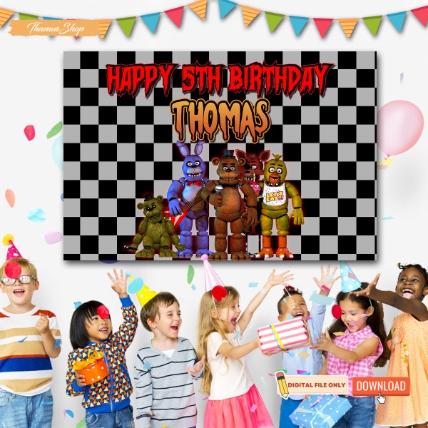 Five Nights At Freddy Backdrop, Freddy Birthday, Birthday Party For Kids, Freddy Party Decor, Custom Birthday Banner, Freddy Krueger