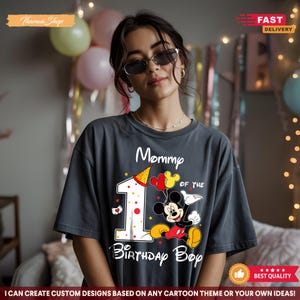 Mickey Mouse Birthday Shirt, 1st Birthday Outfit, Custom Name and Age Shirt Gift, Kids Birthday Party Tee, Matching Family Vacation