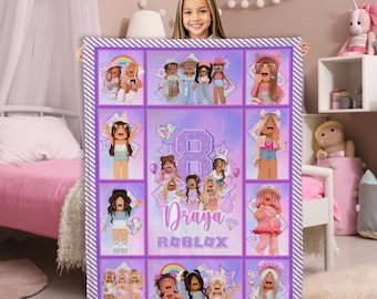 Personalized Gamer Girl Fleece Blanket: Custom Name, Pink Video Game Throw