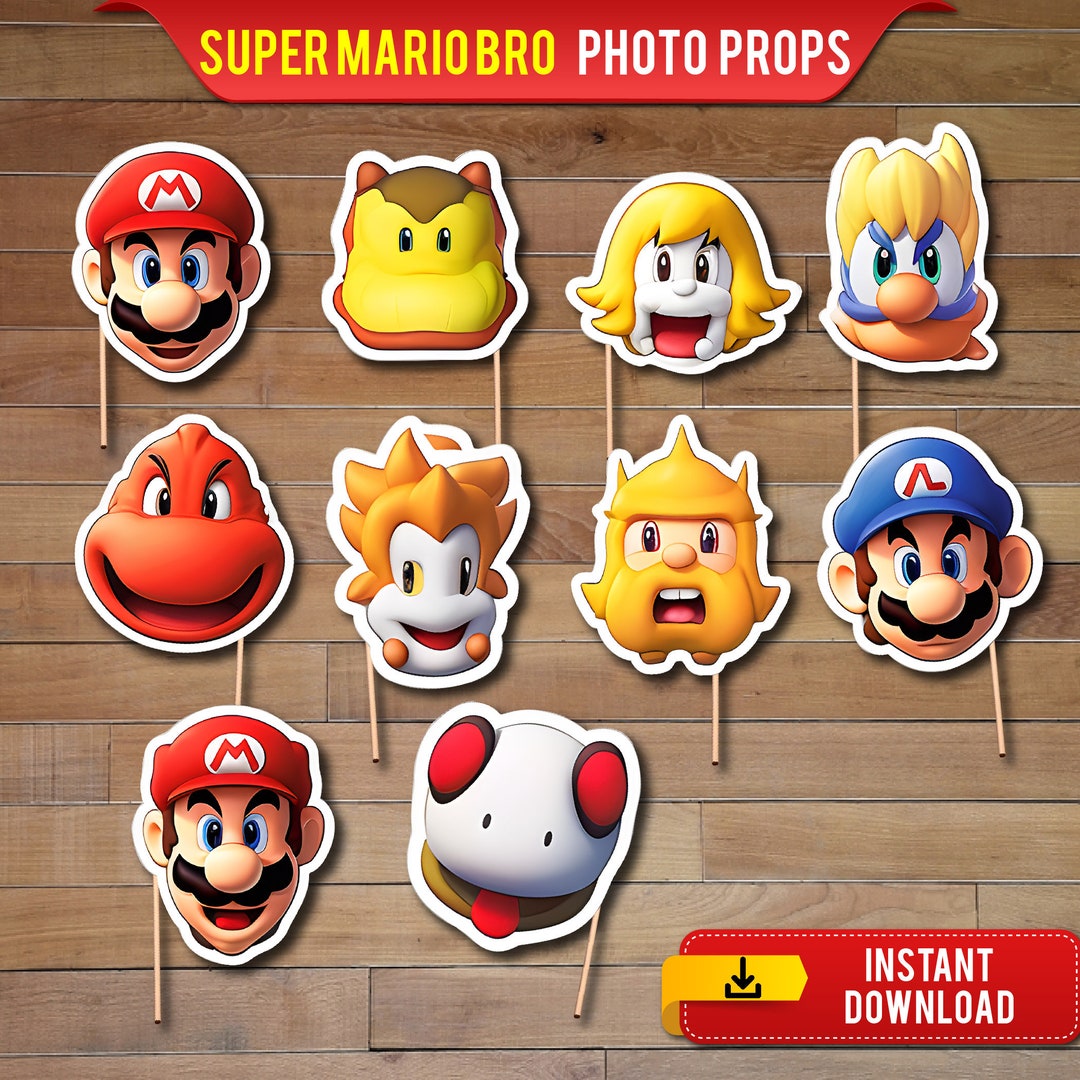 Super Mario Birthday Party Super Mario Photobooth Props - Etsy