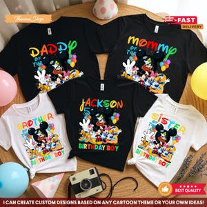 Koszulka urodzinowa Mickey Clubhouse, koszulka urodzinowa Mickey Mouse i przyjaciele, koszulka urodzinowa Mickey pasująca do rodziny
