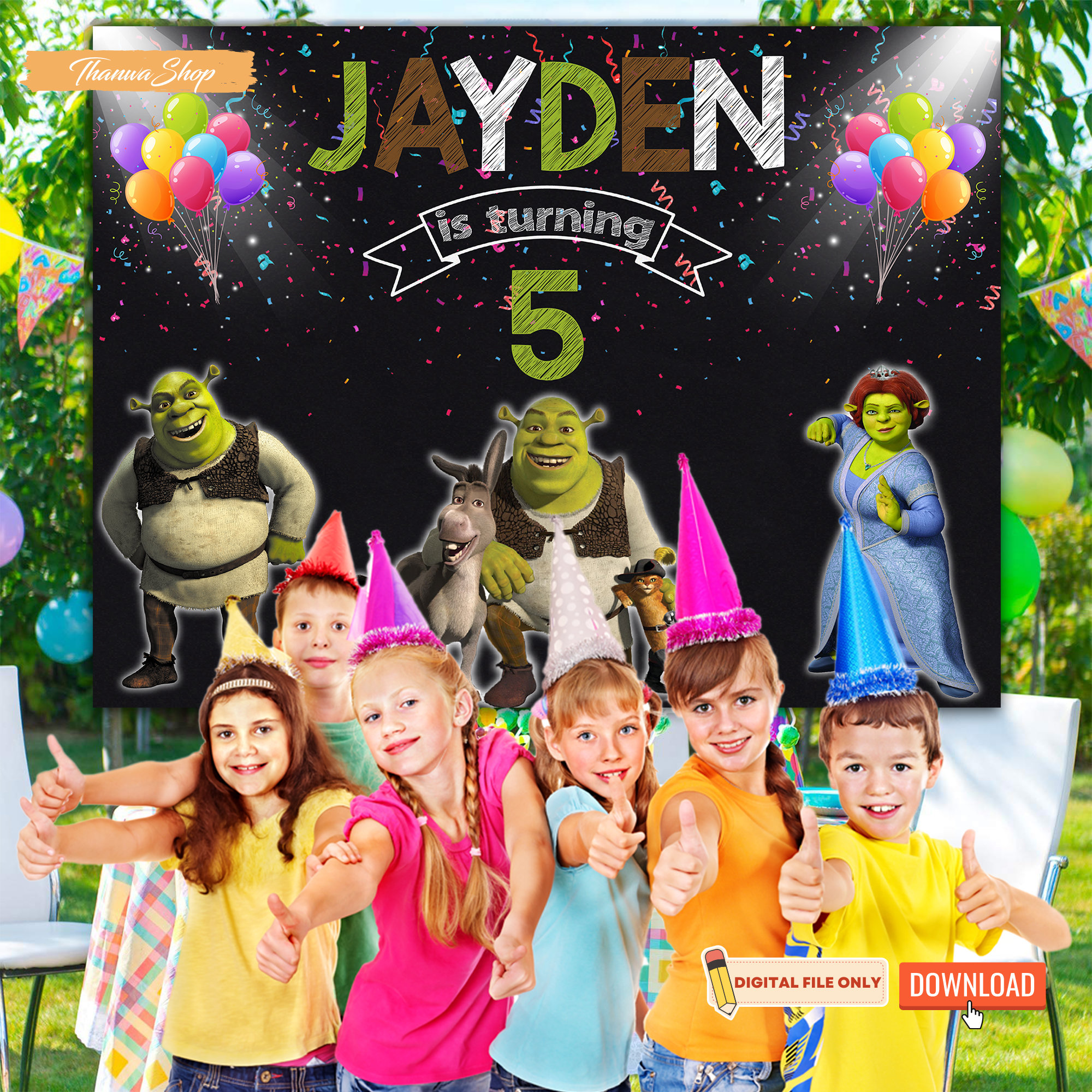 Shrek Birthday Backdrop Shrek Decoration Birthday Party for - Etsy UK