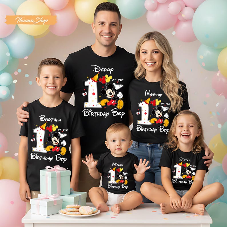 Mickey Mouse 1st Birthday Shirt: Custom Name, Family Vacation Tee image 1