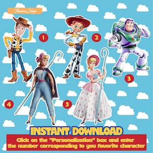 Recortes de cumpleaños de Toy Story, decoraciones de fiesta de Toy Story imprimibles para niños y niñas, recortes de personajes de Toy Story en acuarela para cumpleaños de niños