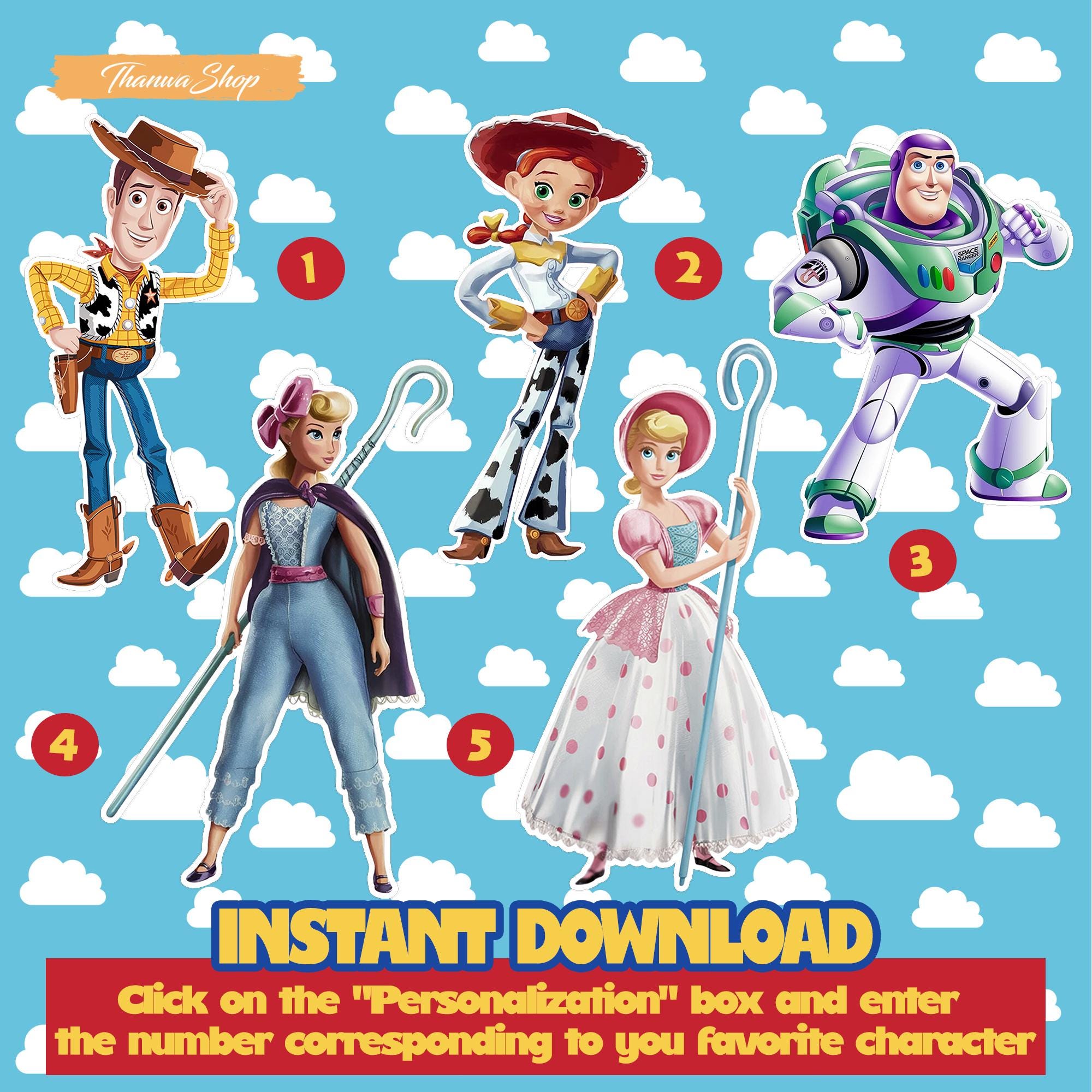 Toy Story Geburtstagsausschnitt, Toy Story Partydekoration zum Ausdrucken für Jungen Mädchen, Aquarell Toy Story Charaktere Ausschnitte für Kindergeburtstag