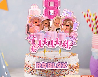 Personalized Roblox Cake Topper: Gamer Girl Birthday Party (Digital Download)