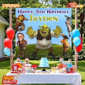 Personalized Shrek Birthday Backdrop, Shrek Party Decorations for Kids, Custom Shrek Birthday Banner, Birthday Party Gift Ideas