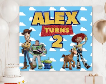 Custom Toy Story 2nd Birthday Backdrop: Two Infinity and Beyond Banner