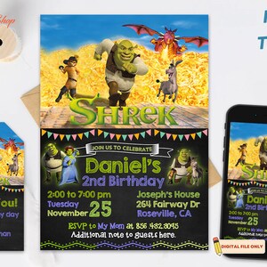 Shrek Birthday Invitation, Shrek Party Decoration, Birthday Party Invite, Personalized Shrek Birthday Party, Shrek Party Decoration