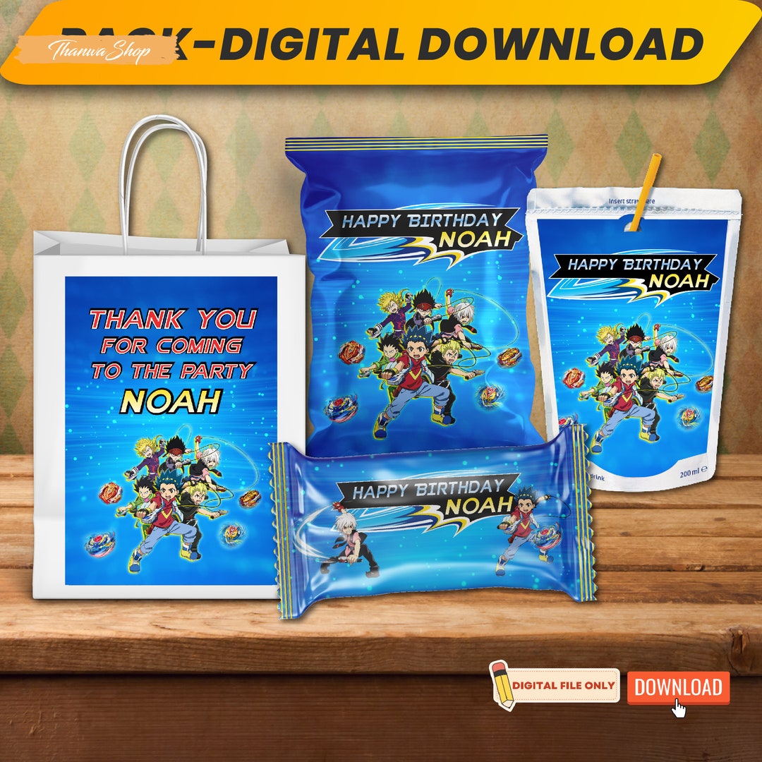 Printable Beyblade Party Supplies Bundle, Kids Birthday Party Bundle