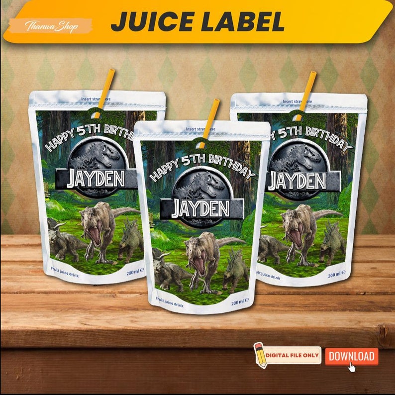 Printable Personalized Jurassic World Party Supplies Bundle Etsy