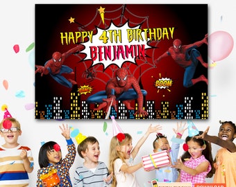 Spiderman Backdrop, Personalized Spiderman Banner, Spiderman Birthday Party, Custom Spiderman Backdrop, Digital Backdrops