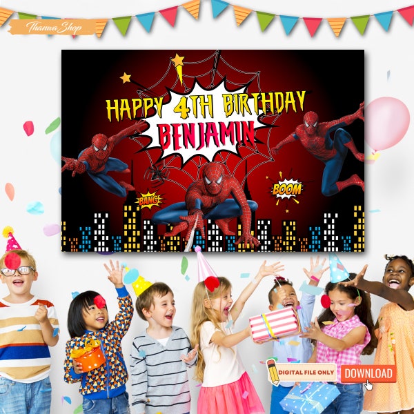 Spiderman Cloth Backdrop Banner For Superhero Birthday Party - 150cm X 100cm (Approx)