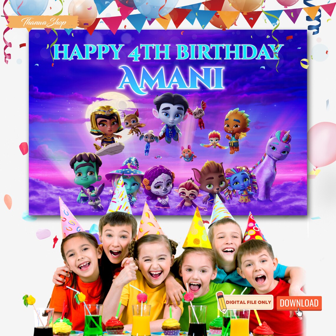 Monster Birthday Banner Custom Photo Birthday Backdrop - Etsy