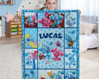 Personalized Blue Clues Fleece Blanket: Custom Birthday Gift