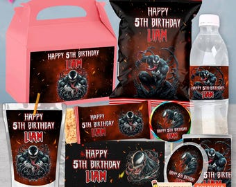 Paquete de fiesta temática de Venom, suministros personalizados (descarga digital)