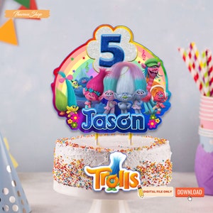 Personalisierte Geburtstag Cake Topper Trolle (Digitaler Download)
