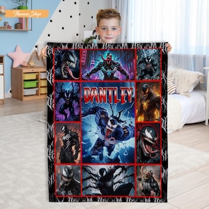 Personalized Venom Fleece Blanket: Custom Superhero Gift