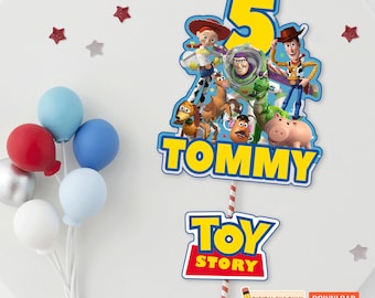 Imprimible Toy Story Cake Topper cumpleaños para niños, personalizado Toy Story 4 fiesta Decoraton Toppers regalo para bebé niño descarga digital