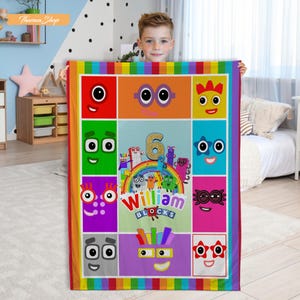 Custom Numberblocks Fleece Blanket: Personalized Kids Birthday Gift