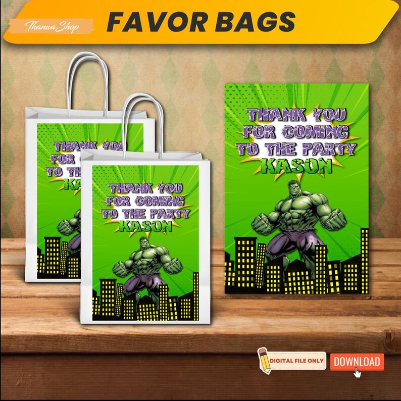 Printable Personalized Hulk Party Supplies Bundle Birthday Etsy